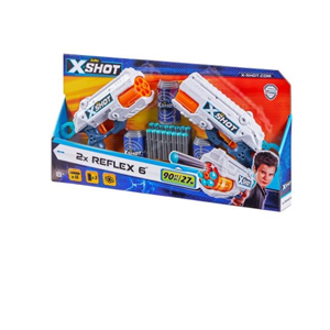 تفنگ اسباب بازی دوقلو ایکس شات X-Shot مدل Zuru X-shot Excel Double Reflex 6 Combo Foam Blaster Pack (16 Darts 3 Cans)_اسباب بازی